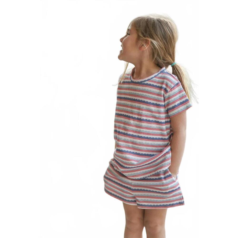 NEW DEAR GEORGIE girl's french terry short set in scallop lines